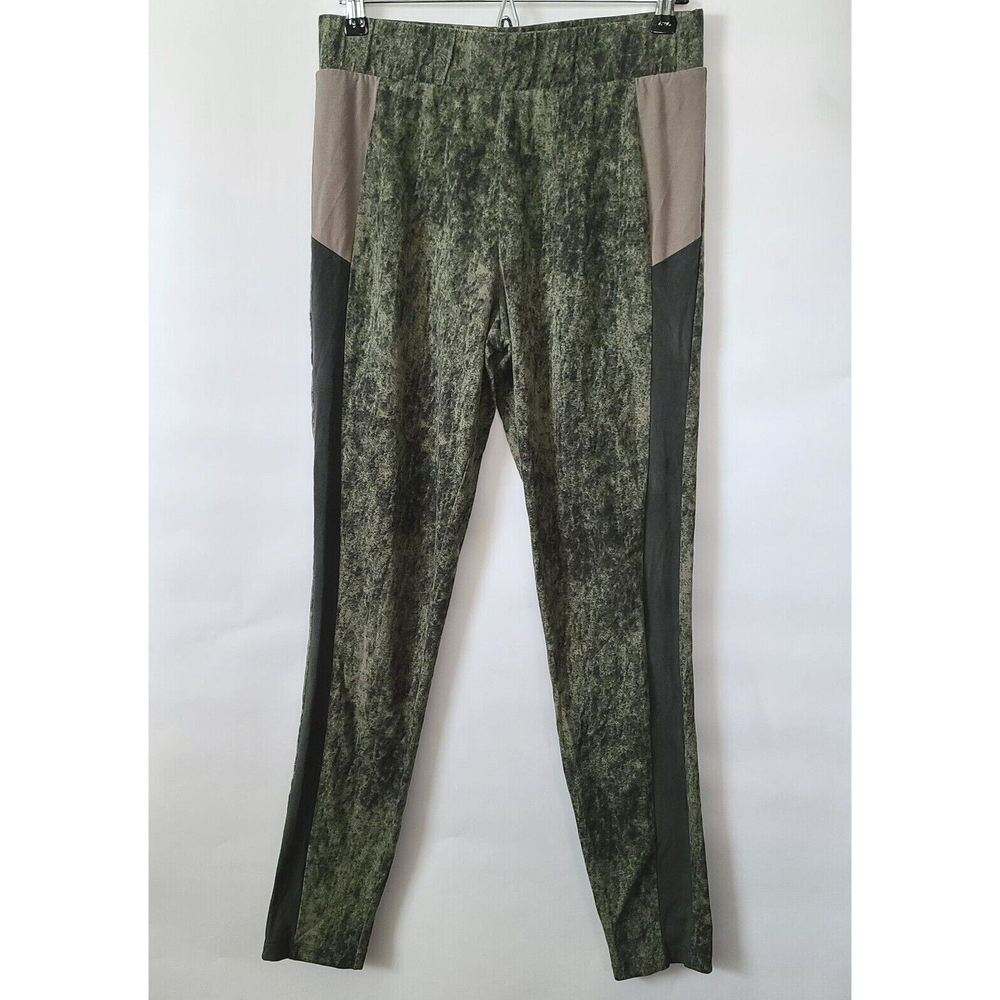 LOGO Lori Goldstein Colorblock Leggings Sz S Green Stretch EUC